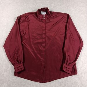 Vintage 80s Christian Dior Seperates Blouse Womens 8 Wine Chemise Old Money